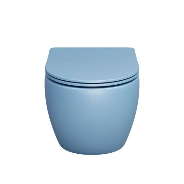 Унитаз Grossman GR-4455BSMS Color (485*365*360) ГОЛУБОЙ МАТОВЫЙ подвесной Безободковый с тонкой крышкой
