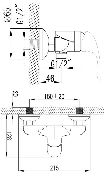 Смеситель для душа AZARIO SINTRA с ручным душем, хром (AZ-WKF33361C)