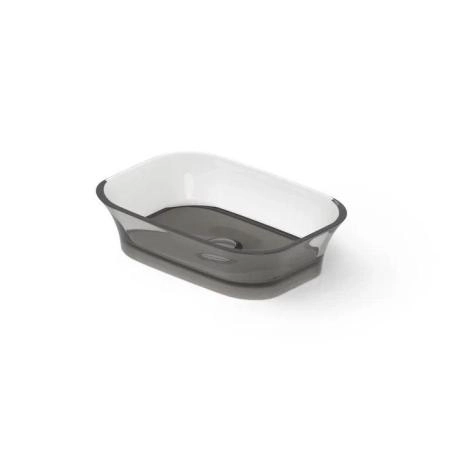 Dea Design Washbasins Раковина 55х38х14см., накладная, без отв., Glasstech, прозрачная смола, цвет: Smoky Black R4
