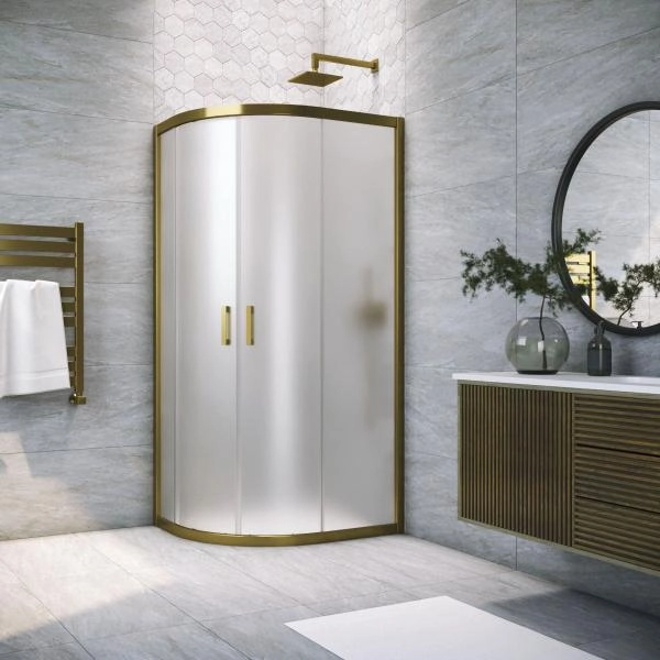 Душевой уголок Vegas-glass ZS-F TUR NOVO 90*80 05 10, профиль бронза, стекло сатин