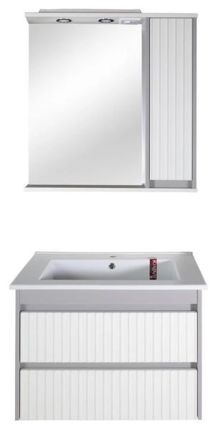 Тумба ASB-Mebel Мирано 85 Слоновая кость/Шиншилла серая напольная