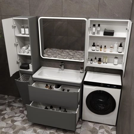 Тумба напольная Style Line Бергамо мини 90 (2 ящ.) Люкс антискрейтч серый, PLUS