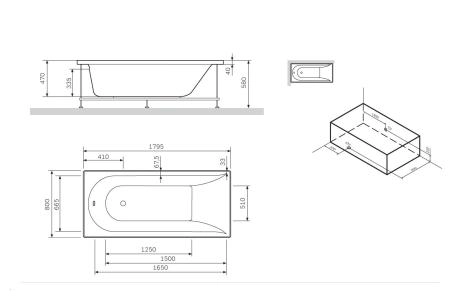 Каркас для ванны AM.PM Spirit W72A-180-080W-R2 Серый