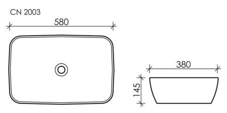 Умывальник чаша FORM накладная прямоугольная 590x400x145мм
