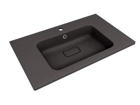 Раковина кварцевая Uperwood Lagoon Quartz 80 см, черная матовая, уголь