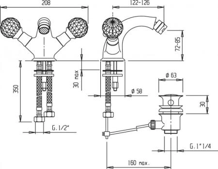 Смеситель CEZARES GOLF-BS1-01 для биде,хром с донным клапаном