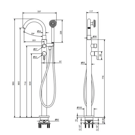 Fantini Icona Classic Смеситель для ванны, напольный, с ручной лейкой, цвет: Matt Copper PVD