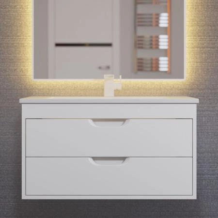 Тумба с раковиной для ванной Uperwood Modul 80 см, подвесная, глянцевая, белая