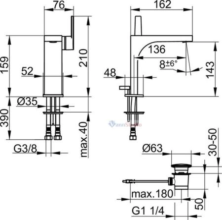 Смеситель для умывальника 150 51102130000 Хром черный шлифованный