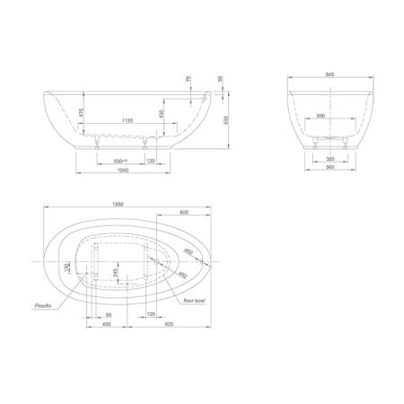 Knief Lounge Ванна отдельностоящая 185x95x63.5cм, со слив-переливом, цвет: белый