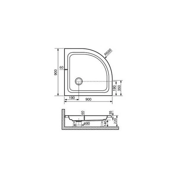 Поддон для душа RGW STYLE PL 16180499-11 90x90 см акрил