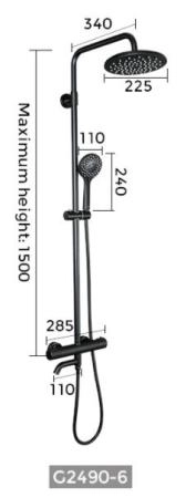 Душевая система Gappo G2490-6 термостат для ванны, черный