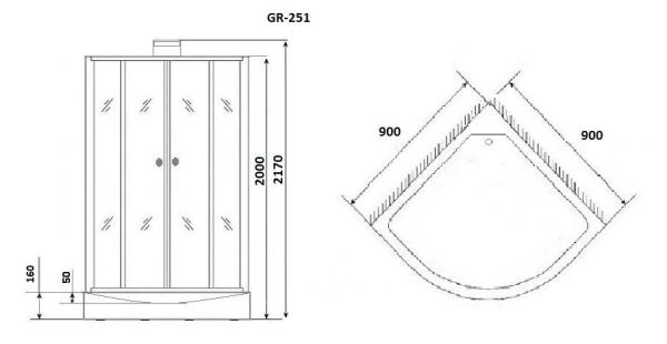 Душевая кабина GROSSMAN GR251 (90х90х205)