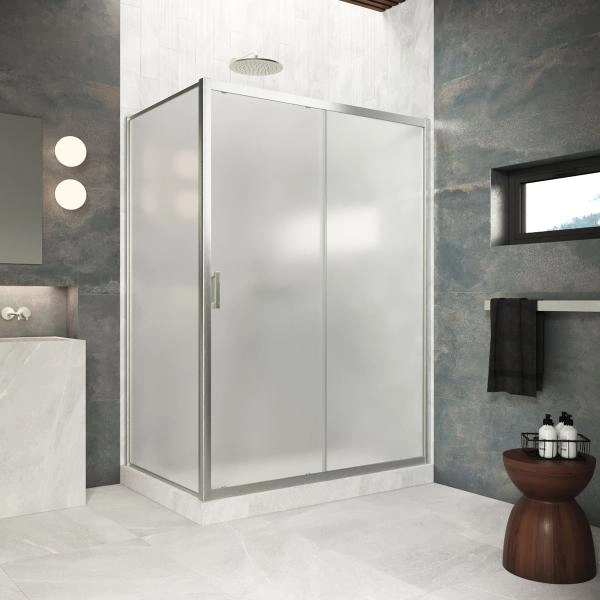 Душевой уголок Vegas-glass ZP+ZPV Protec 105*85 04 10  профиль никель  стекло сатин
