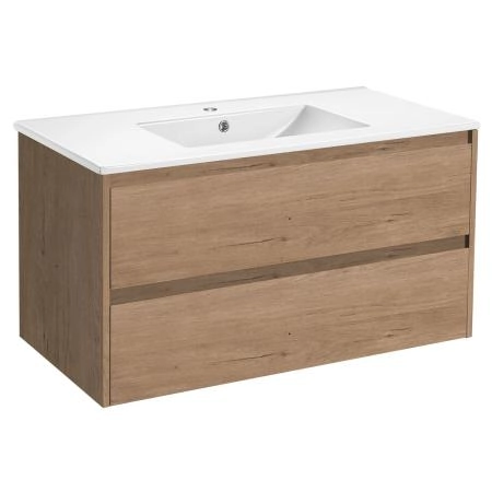 Тумба под раковину Vincea Gio 100 подвесная, 2 выкатных ящика soft-close, N.Oak