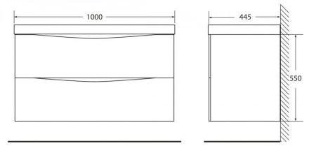 Тумба под раковину Belbagno MARINO Bianco Lucido подвесная 1000x445x500 MARINO-1000-2C-SO-BL-P