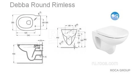 Унитаз (чаша) Roca Debba Round подвесная rimless 346998000