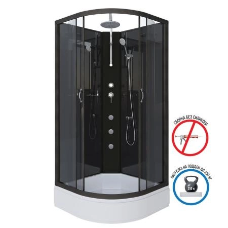 Душевая кабина Niagara NG-6501-14BKTG 900х900х2100-2400 средний поддон 26см стекло тонированное алюм черный