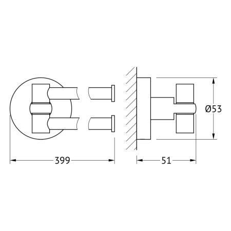 Держатель полотенец поворотный двойной 40 cm  ARTWELLE Harmonie HAR 023 хром