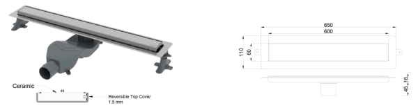 Душевой лоток Boheme Premium Linear 60см, нерж.сталь GUN METAL 982-60-GM