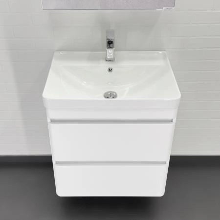 Тумба с раковиной Comforty Енисей-60П2 00-00021337 подвесная белый глянец с раковиной 4460