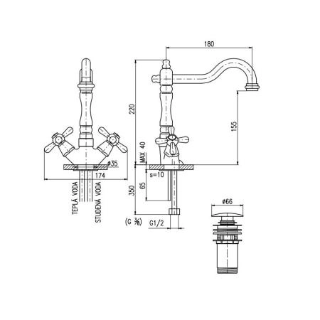 Смеситель Rav Slezak MORAVA RETRO MK521.5/8SM для раковины, цвет Бронза