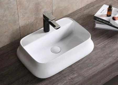 Раковина Cerutti SPA CR0061 накладная, белая, прямоугольная, с отверстием под смеситель 530х370х135 Cer