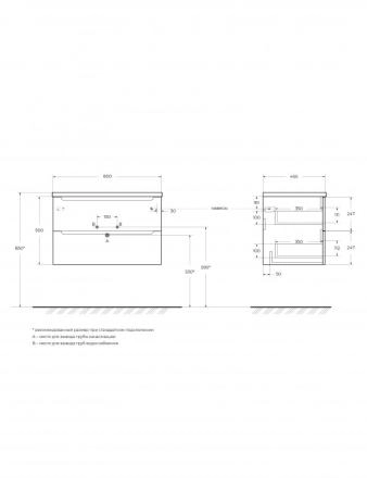 Керамическая раковина BB900ETL 910x460x170