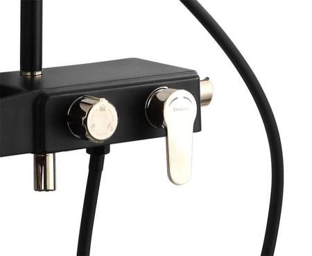 Душевая система AZARIO с поворотным изливом, черный/золото (AZ-801-2)