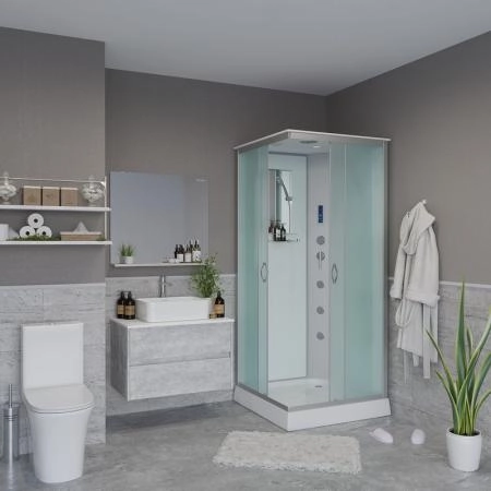 Душевая кабина Niagara NG-1101-14F 900х900х2150 низкий поддон 13см стекло матовое с полкой