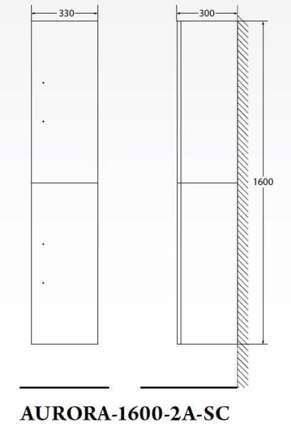 Шкаф Belbagno AURORA Bianco Lucido подвесной, левосторонний, 1600x330x300 AURORA-1600-2A-SC-BL-P-L