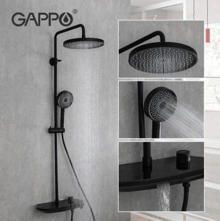 Душевая система Gappo G2495-86 c изливом термостат черный матовый верхний душ d26