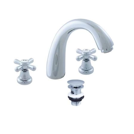 Смеситель Rav Slezak MORAVA RETRO MK133.5Z для раковины, цвет Золото на 3 отверстия, слив click-claсk