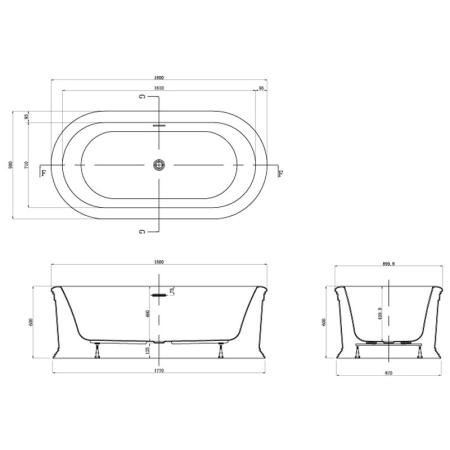 Ванна акриловая Azario Tour 180x90x60 свободностоящая (TOU18090)