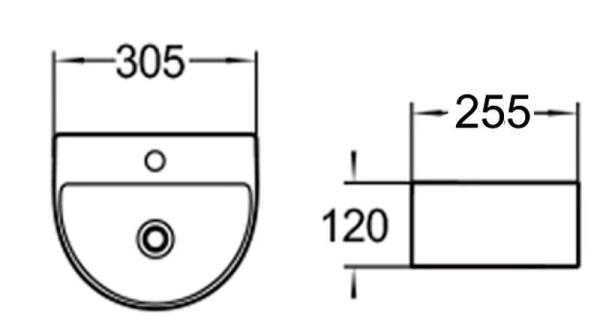 Раковина SantiLine SL-2007 30,5x25,5 подвесная керамическая Белый