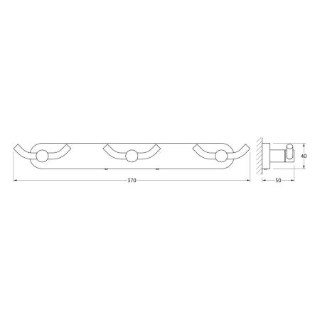 Планка с 3-мя двойными крючками 37 cm  ARTWELLE Harmonie HAR 009 хром