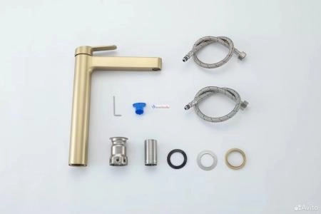 Смеситель для раковины высокий Gappo G1099-83 сатин золотой