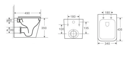 Унитаз Ceramalux 5171 безободковый RIMLESS подвесной, микролифт