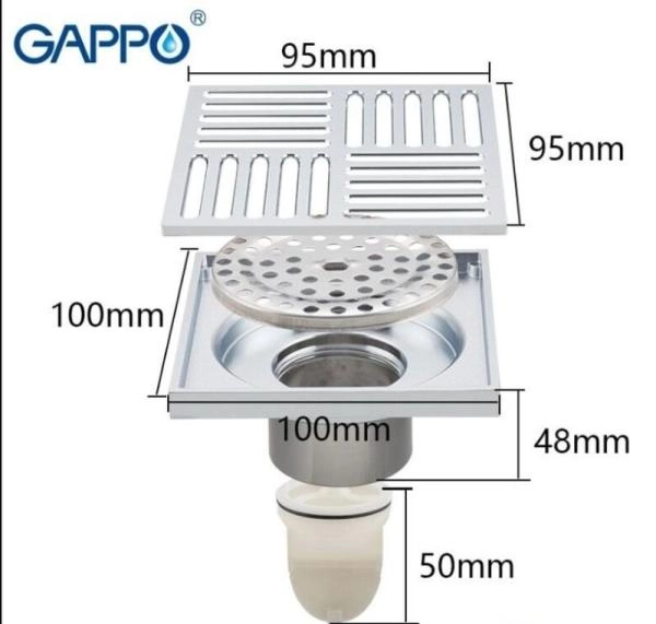 Душевой трап Gappo G81051 хром 100x100мм