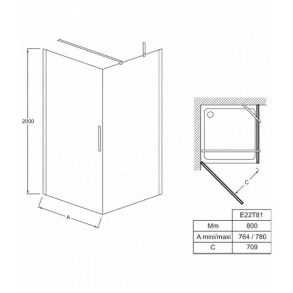 Душевая дверь Jacob Delafon CONTRA E22T81-GA 80 см