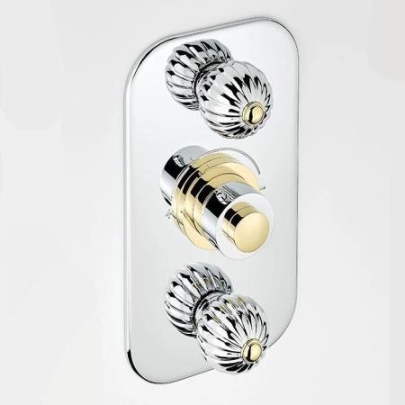 THG Mandarine metal Смеситель для душа встраиваемый, термостатический, с 2 запорными вентилями, внешняя часть, цвет: хром/золото