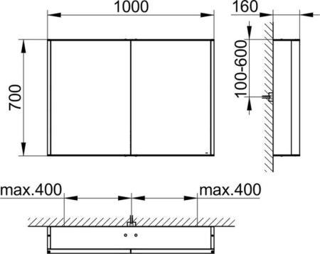 Зеркальный шкаф Keuco Royal Match 1000 x 700 x 160 mm 12803171301