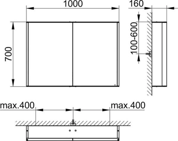 Зеркальный шкаф Keuco Royal Match 1000 x 700 x 160 mm 12803171301