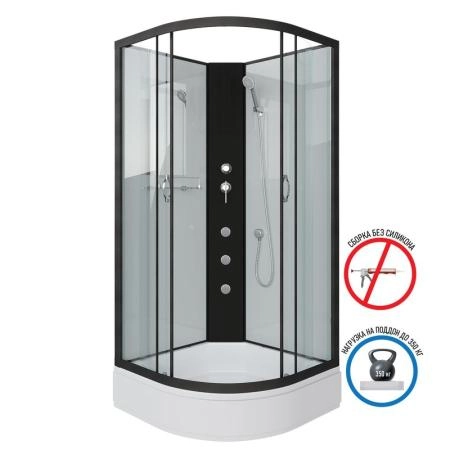 Душевая кабина Niagara NG-6701-14BKG 900х900х2000 средний поддон 26см стекло прозрачное черные профиля
