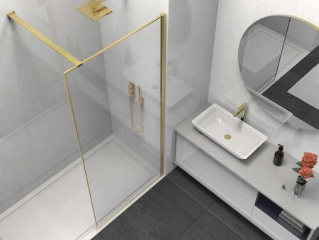 Душевая перегородка Vincea Walk-In VSW-1HS100CLG, 1000*2000, брашированное золото, стекло прозрачное