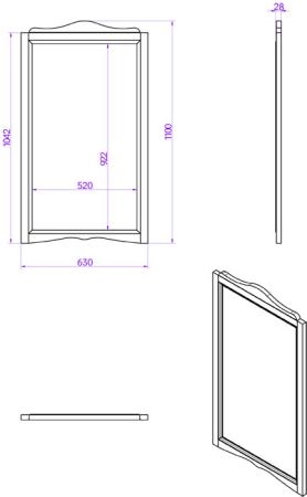 TW Veronica, Зеркало 63*h110см, цвет: bianco