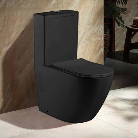 Унитаз моноблок AZARIO MORANO 680x370х830 напольный безободковый сиденье микролифт, цвет черный матовый (AZ-1001MB)