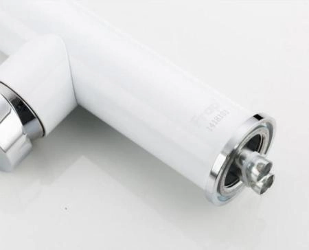 Смеситель для кухни Frap F4452-8 черный-белый, гибкий излив