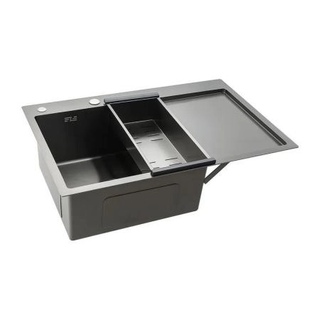Кухонная мойка Gappo GS7850-6L 780x500x215mm 0.8мм с коландером Черный чаша слева