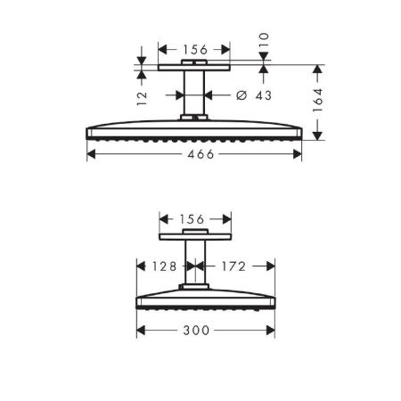 Hansgrohe 24006600 Rainmaker Select Верхний душ 460х300 мм, 3 реж., потол. кроншт.100 мм черный / хром